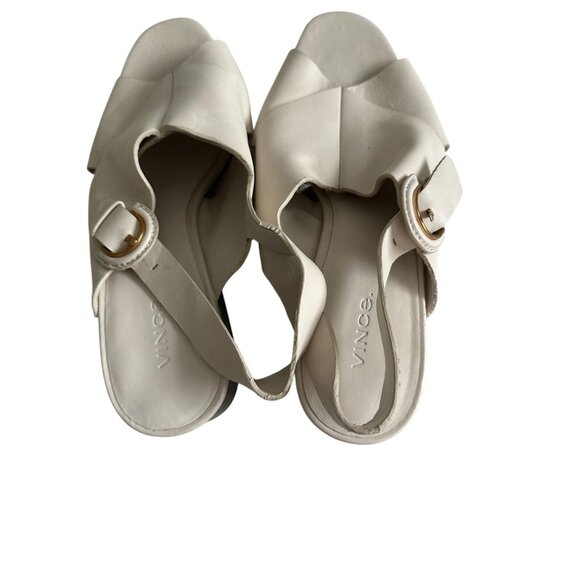 VINCE Cream Leather Slingback Tortoise Heels Size US 9.5 - Picture 9 of 11